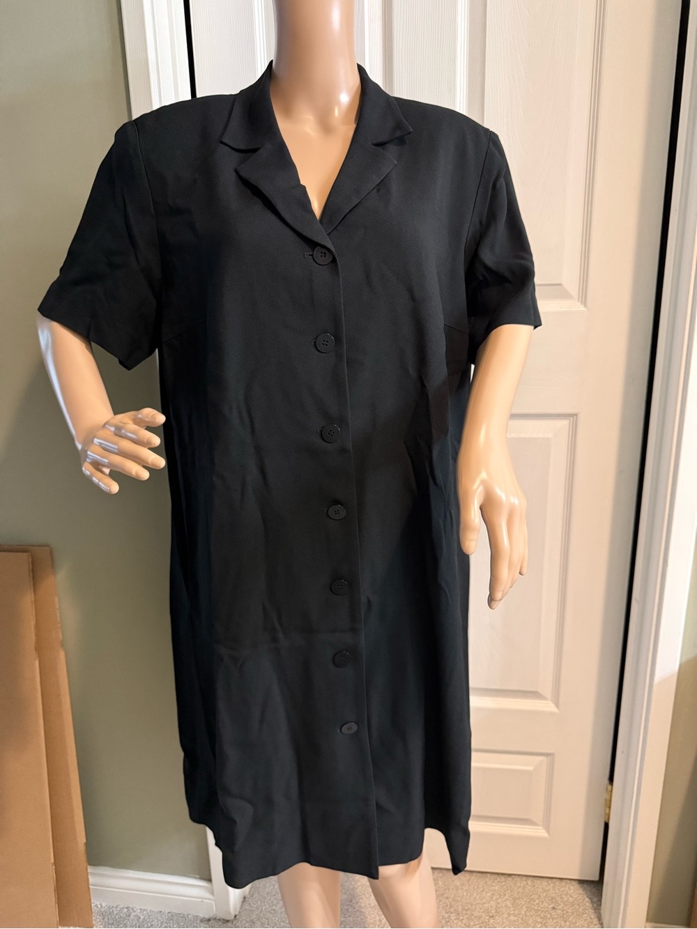 Vintage Tamotsu New York Shift Dress Black Plus Size 2X P Classic Logo Buttons